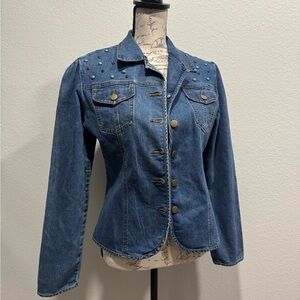 NWOT-Embellished Blue Denim Jacket